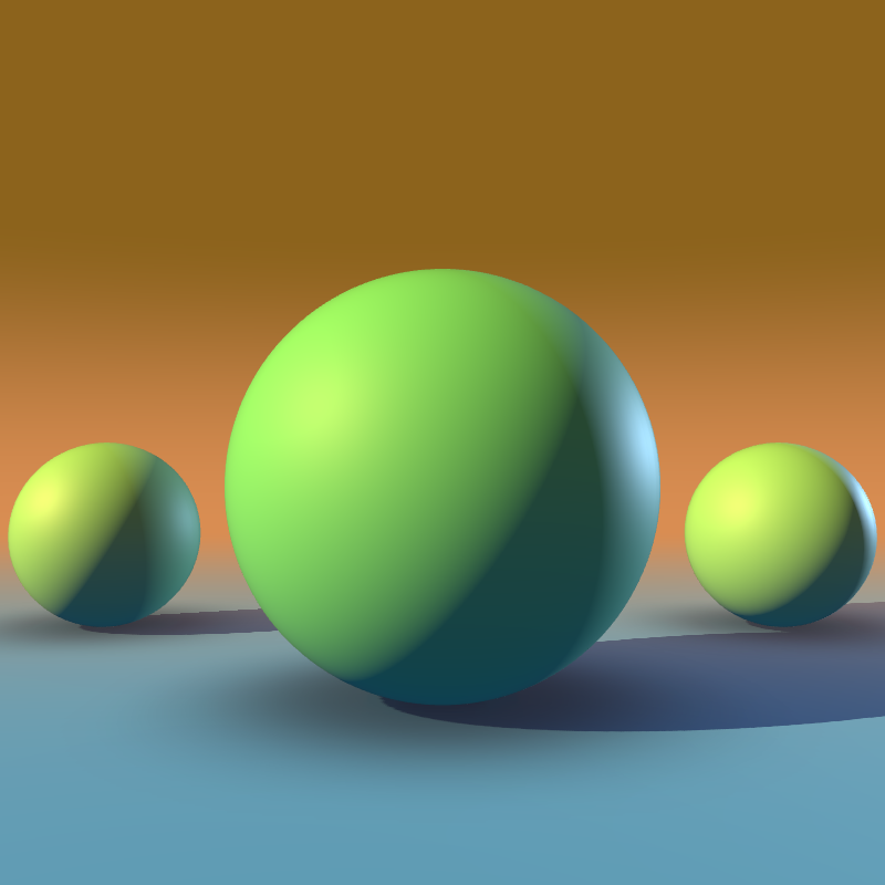 Sphere scene with an amber sky and a cobalt blue ground